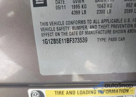 2011 Chevrolet Malibu Ls z USA, uszkodzony, nr VIN 1G1ZB5E11BF373539